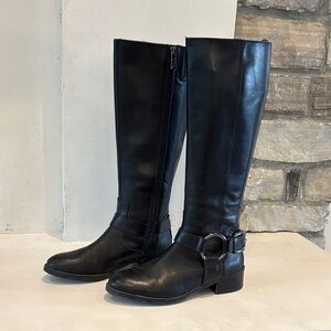 Donald J. Pliner BOLE2 Black Leather Tall Riding Boots size 8M EUC
